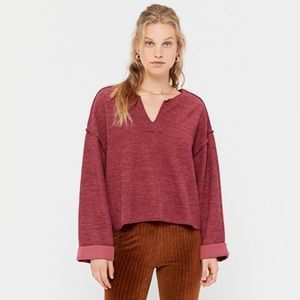 UO Jax Inside Out Ribbed Notch Neck Top